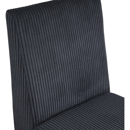 Benson Black Microsuede Corduroy Fabric Dining Chair, Set of 2