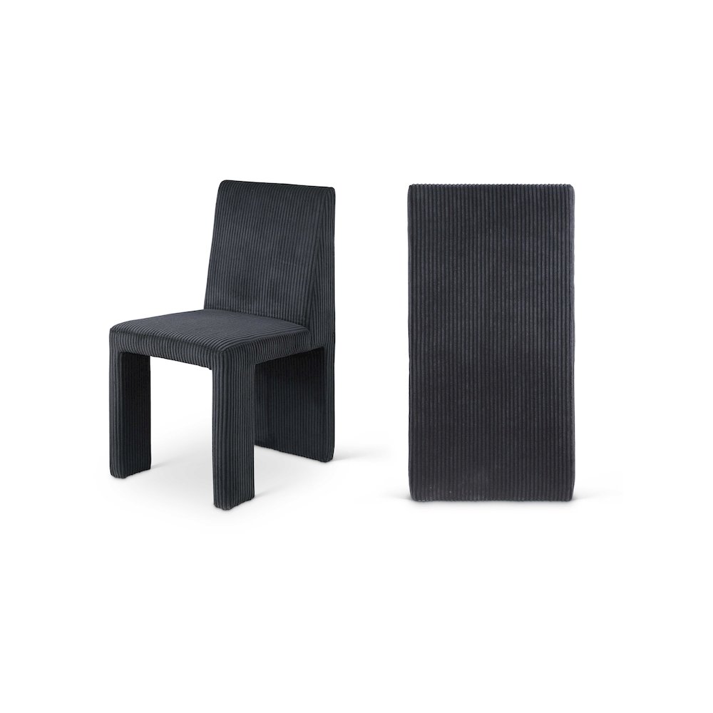 Benson Black Microsuede Corduroy Fabric Dining Chair, Set of 2