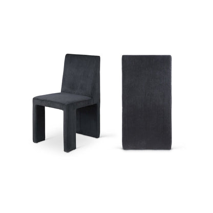 Benson Black Microsuede Corduroy Fabric Dining Chair, Set of 2