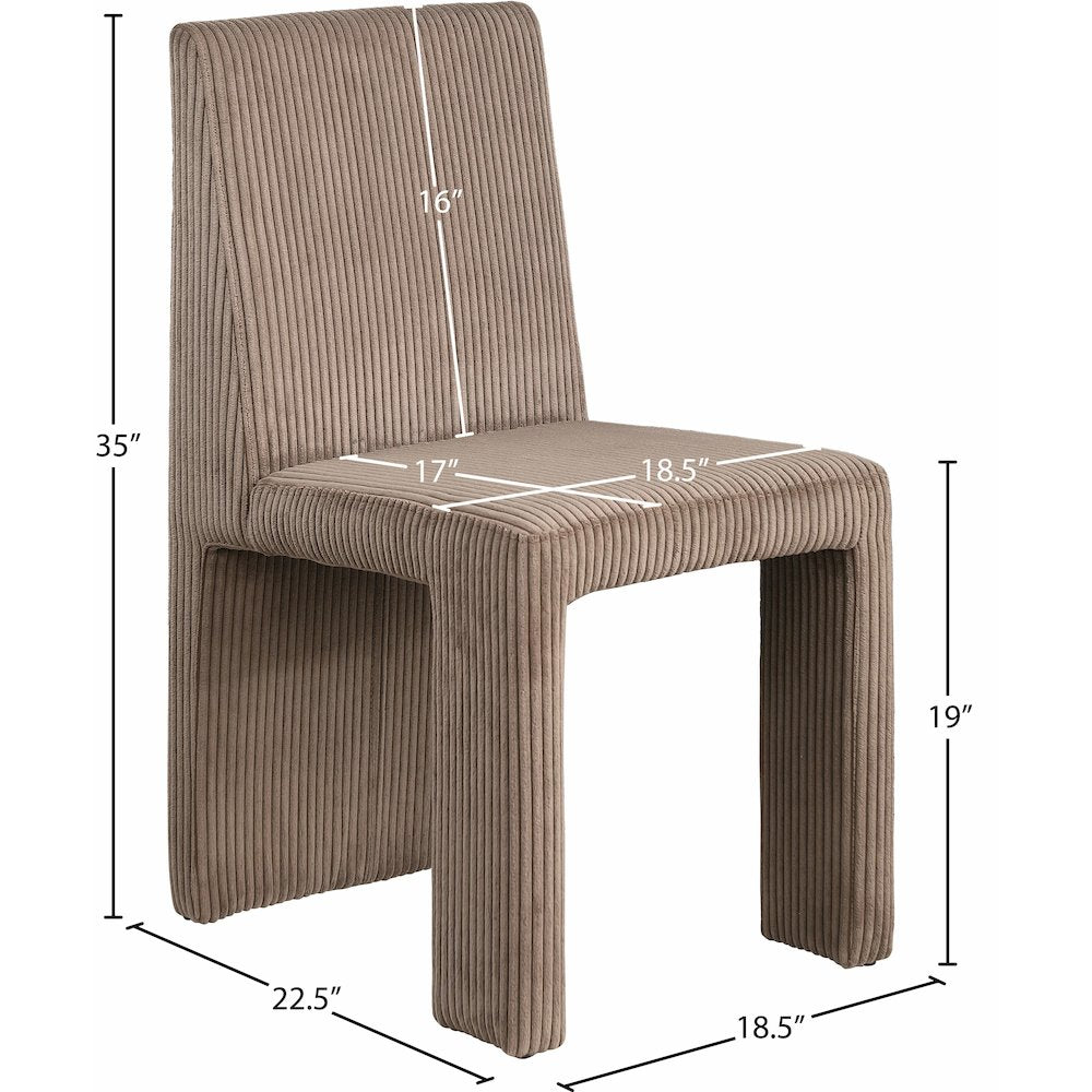 Benson Brown Microsuede Corduroy Fabric Dining Chair, Set of 2