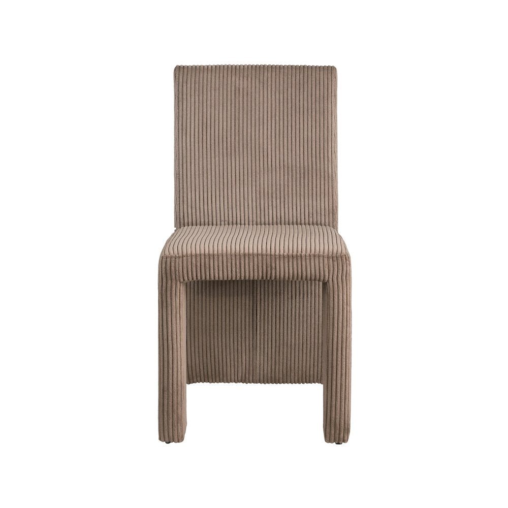 Benson Brown Microsuede Corduroy Fabric Dining Chair, Set of 2