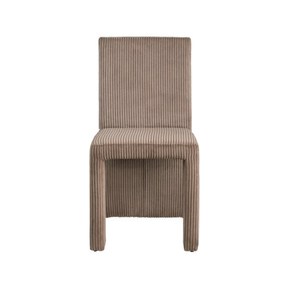 Benson Brown Microsuede Corduroy Fabric Dining Chair, Set of 2