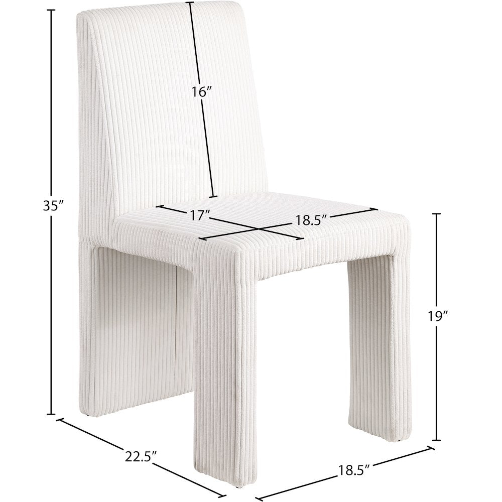 Benson Cream Microsuede Corduroy Fabric Dining Chair, Set of 2