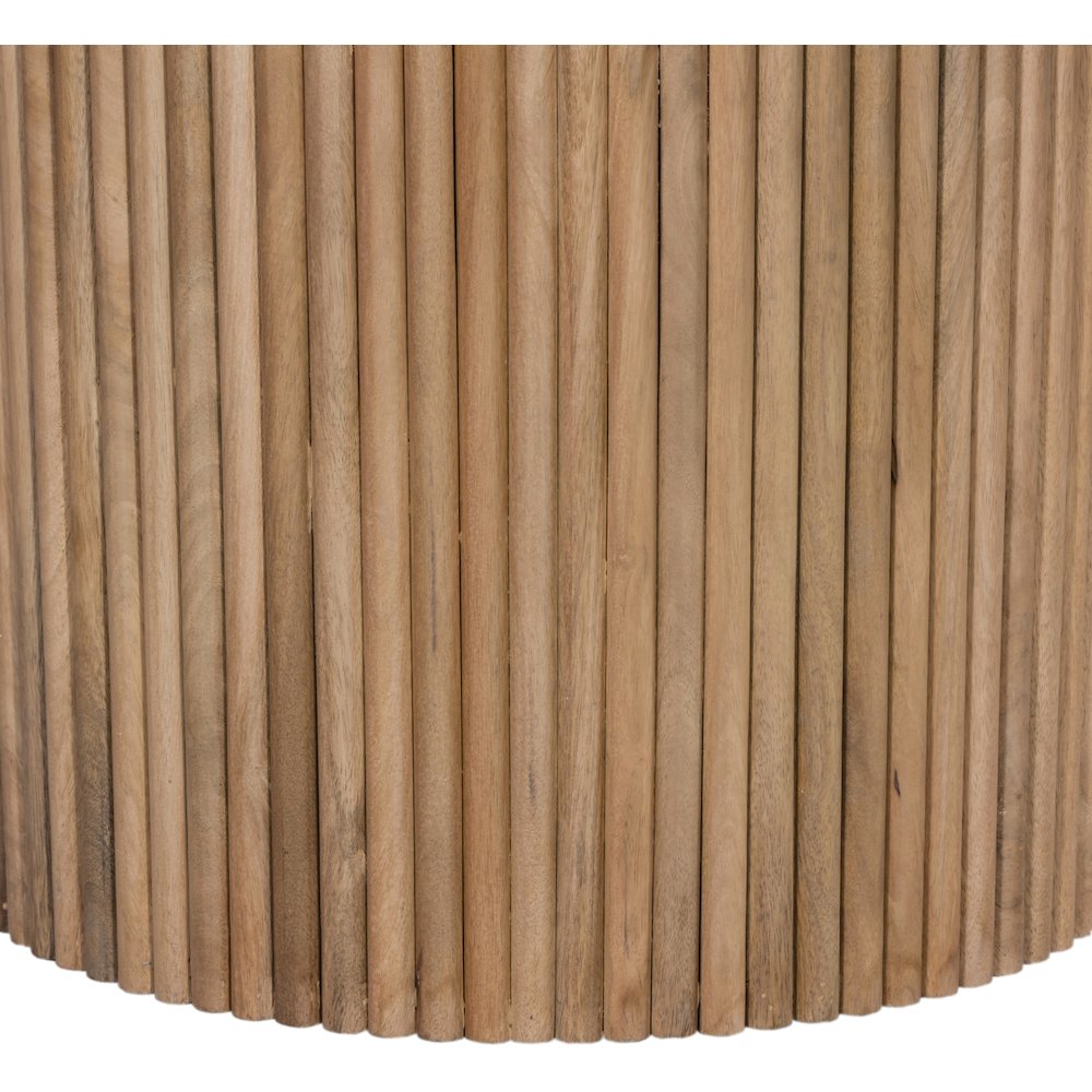 Round Marble-Top Mango Wood Dining Table, Contemporary Style, Natural
