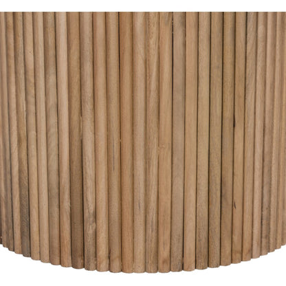 Round Marble-Top Mango Wood Dining Table, Contemporary Style, Natural