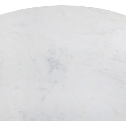 Round Marble-Top Mango Wood Dining Table, Contemporary Style, Natural