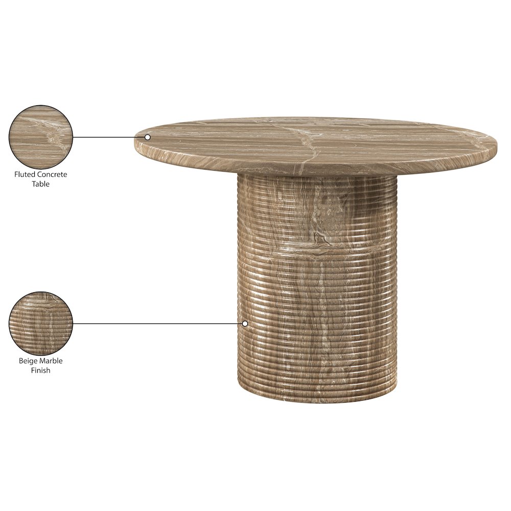 Rapallo 43" Beige Concrete Indoor/Outdoor Dining Table