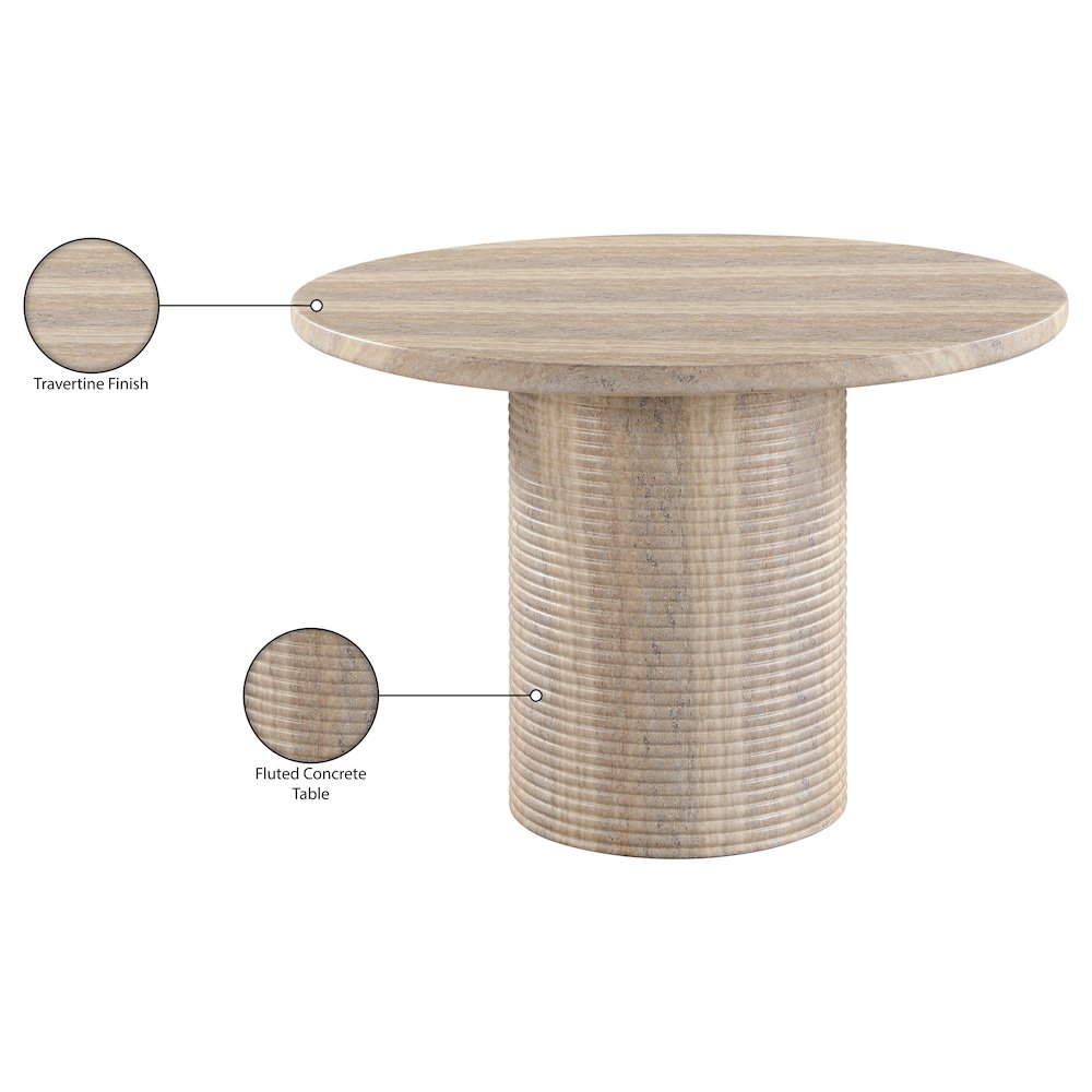 Rapallo 43" Travertine Concrete Indoor/Outdoor Dining Table