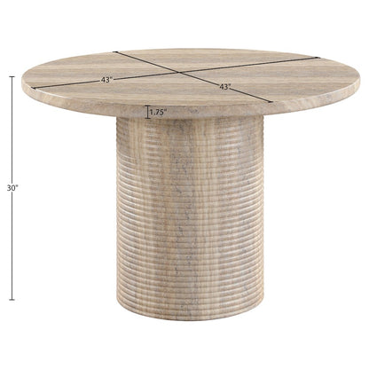Rapallo 43" Travertine Concrete Indoor/Outdoor Dining Table