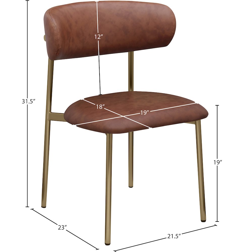 Lupita Brown Vegan Leather Dining Chair, Set of 2