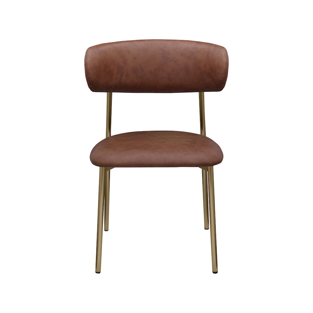 Lupita Brown Vegan Leather Dining Chair, Set of 2