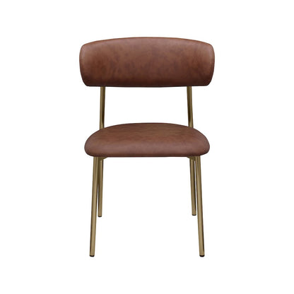 Lupita Brown Vegan Leather Dining Chair, Set of 2