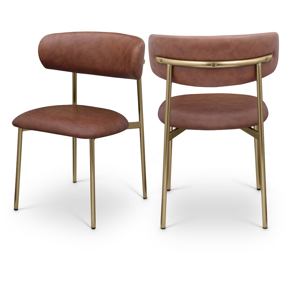 Lupita Brown Vegan Leather Dining Chair, Set of 2