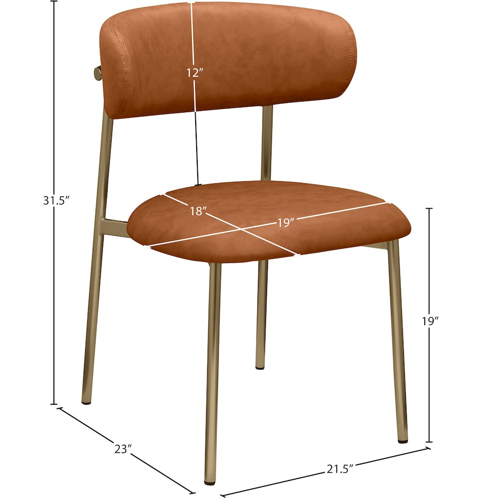Lupita Cognac Vegan Leather Dining Chair, Set of 2