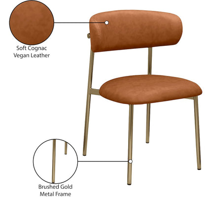 Lupita Cognac Vegan Leather Dining Chair, Set of 2