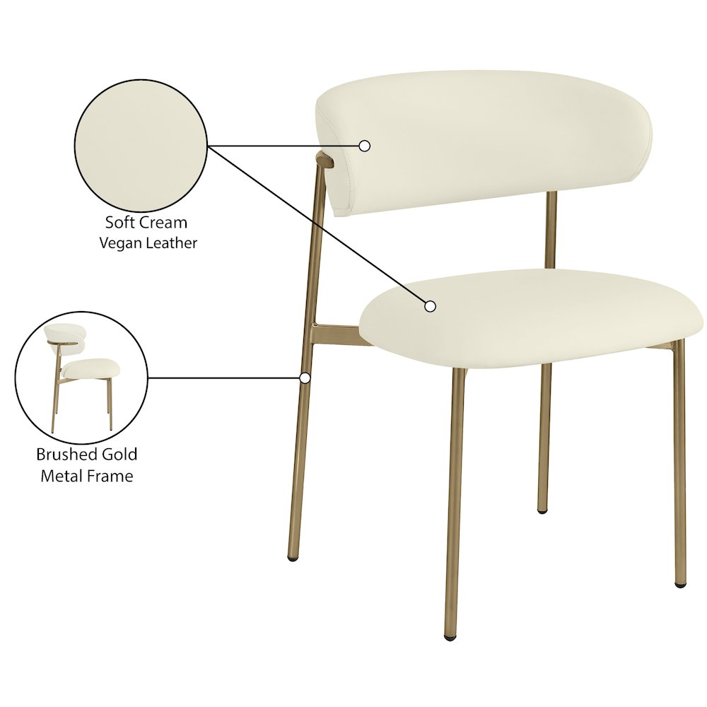 Lupita Cream Vegan Leather Dining Chair, Set of 2