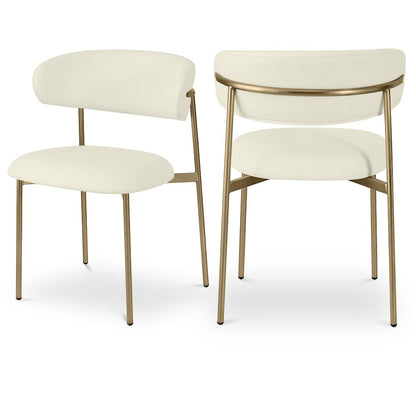 Lupita Cream Vegan Leather Dining Chair, Set of 2