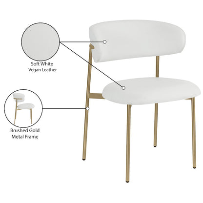Lupita Off-White Vegan Leather Upholstered Dining Chair, Set of 2