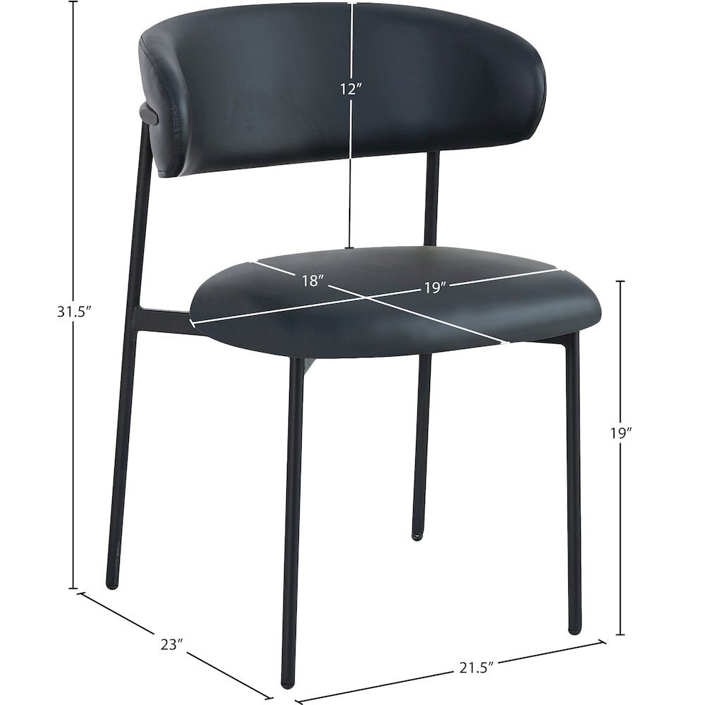 Lupita Black Vegan Leather Dining Chair, Set of 2
