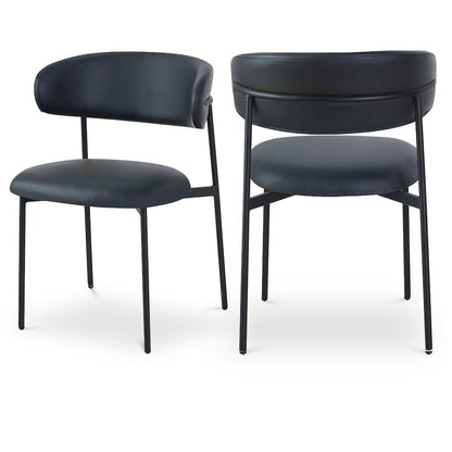 Lupita Black Vegan Leather Dining Chair, Set of 2