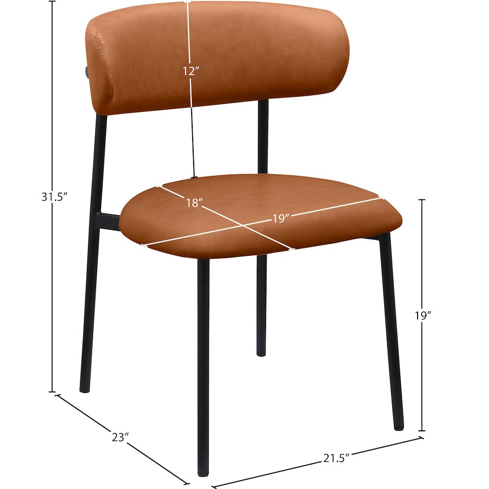 Lupita Cognac Vegan Leather Dining Chair, Set of 2
