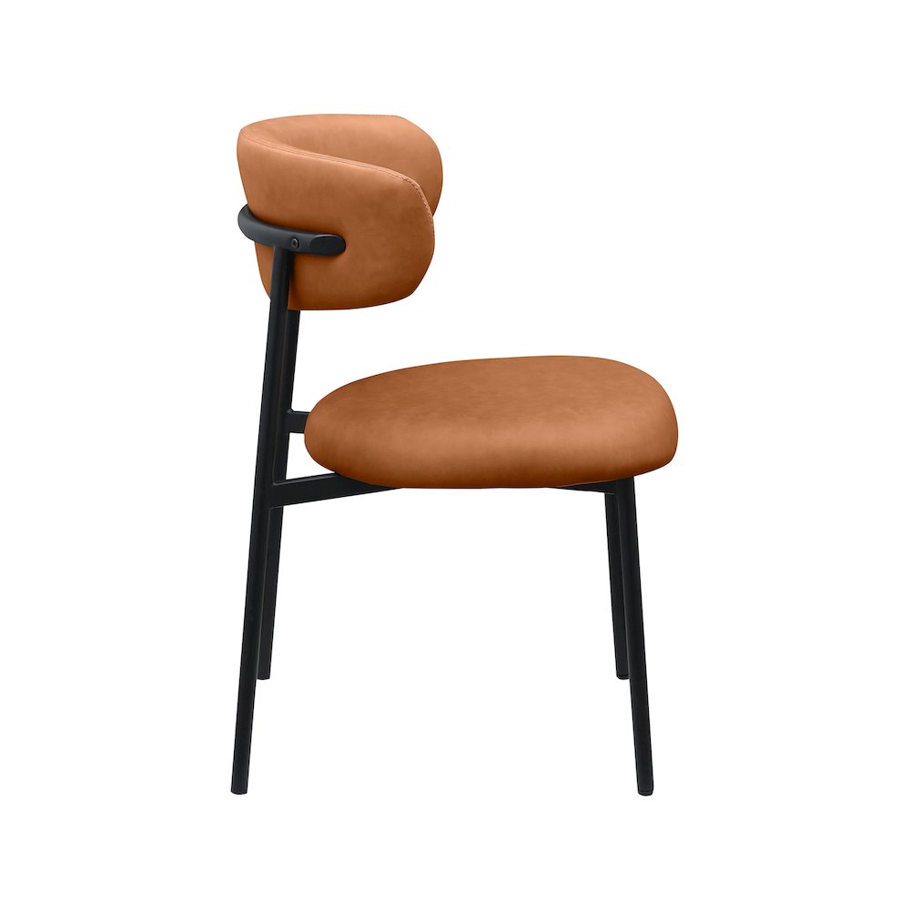 Lupita Cognac Vegan Leather Dining Chair, Set of 2