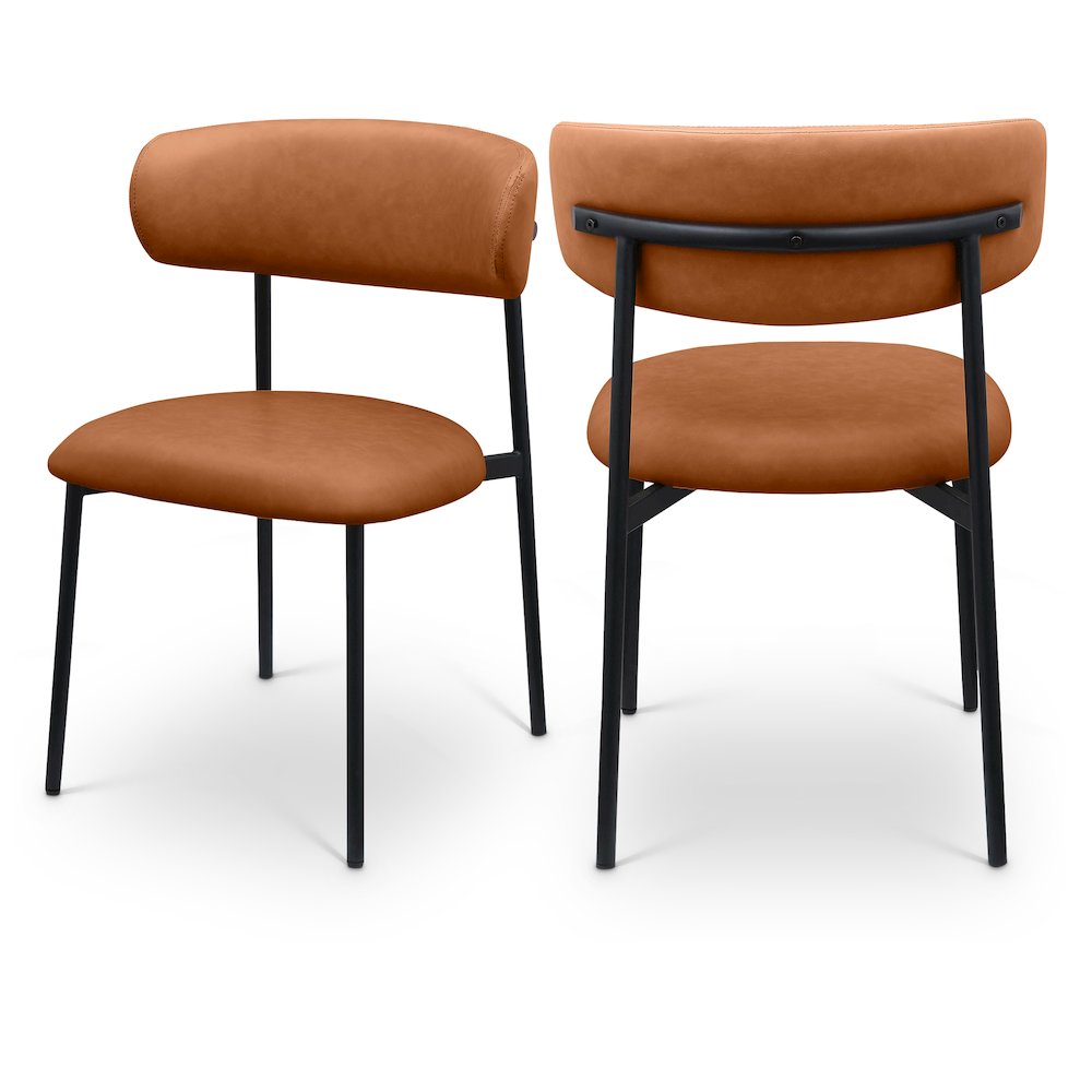 Lupita Cognac Vegan Leather Dining Chair, Set of 2