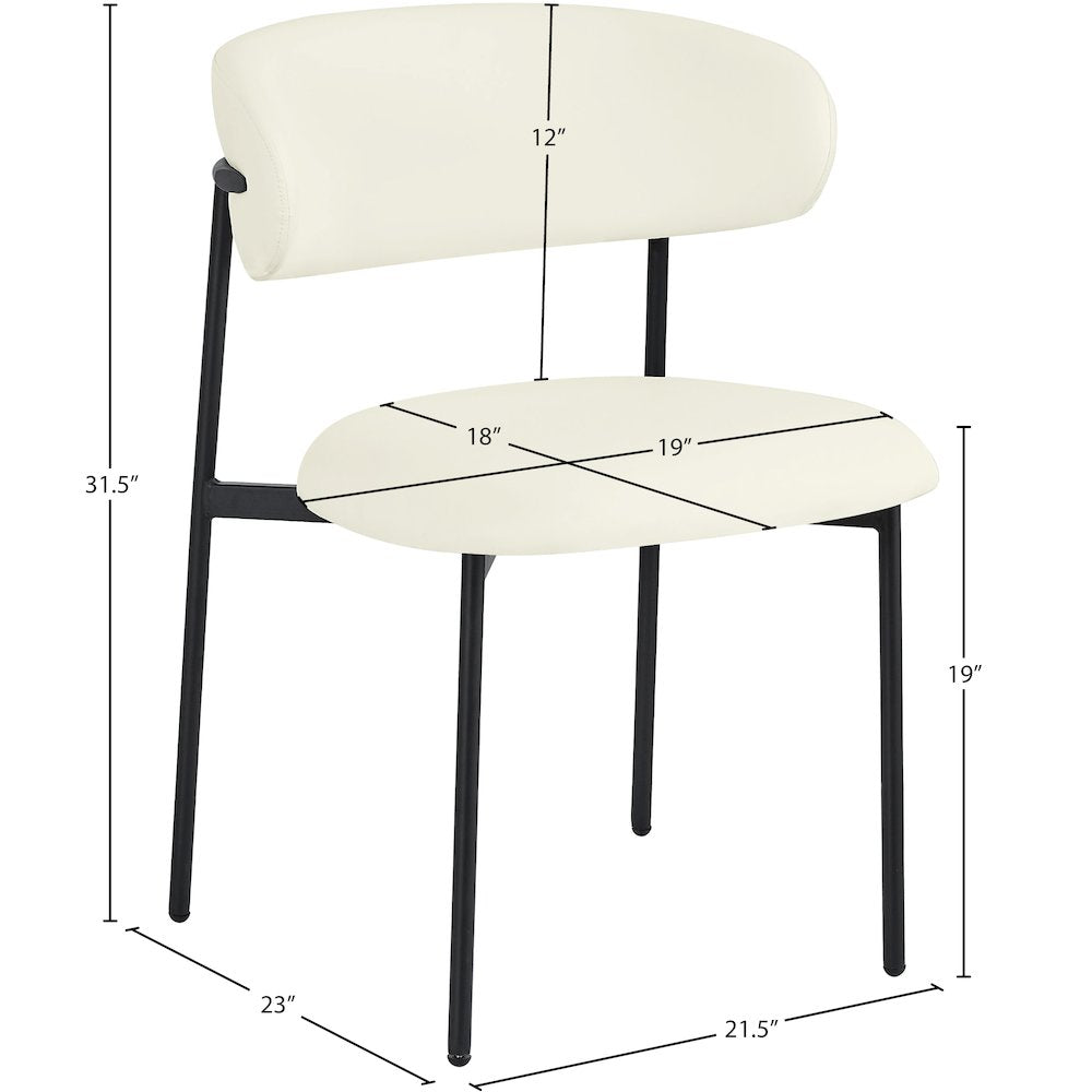 Lupita Cream Vegan Leather Dining Chair, Set of 2