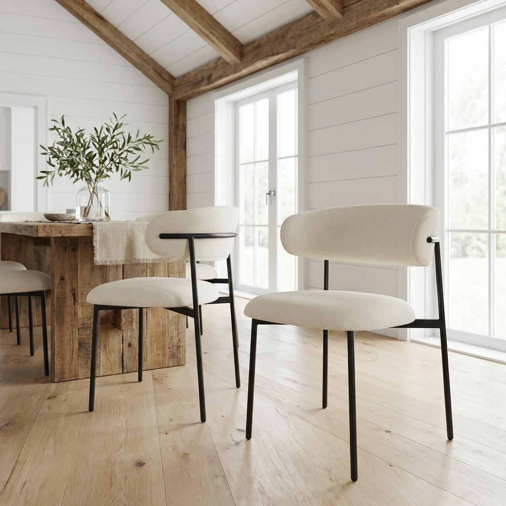 Matte Black Vegan Leather Dining Chair Set of 2 with Contemporary Design