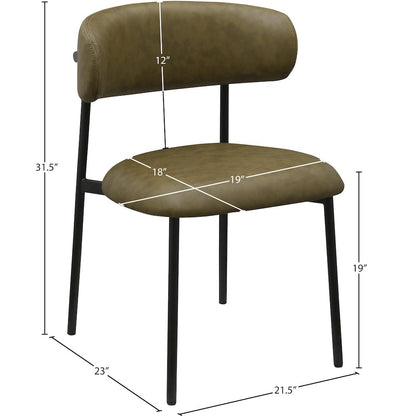 Lupita Olive Vegan Leather Dining Chair, Set of 2