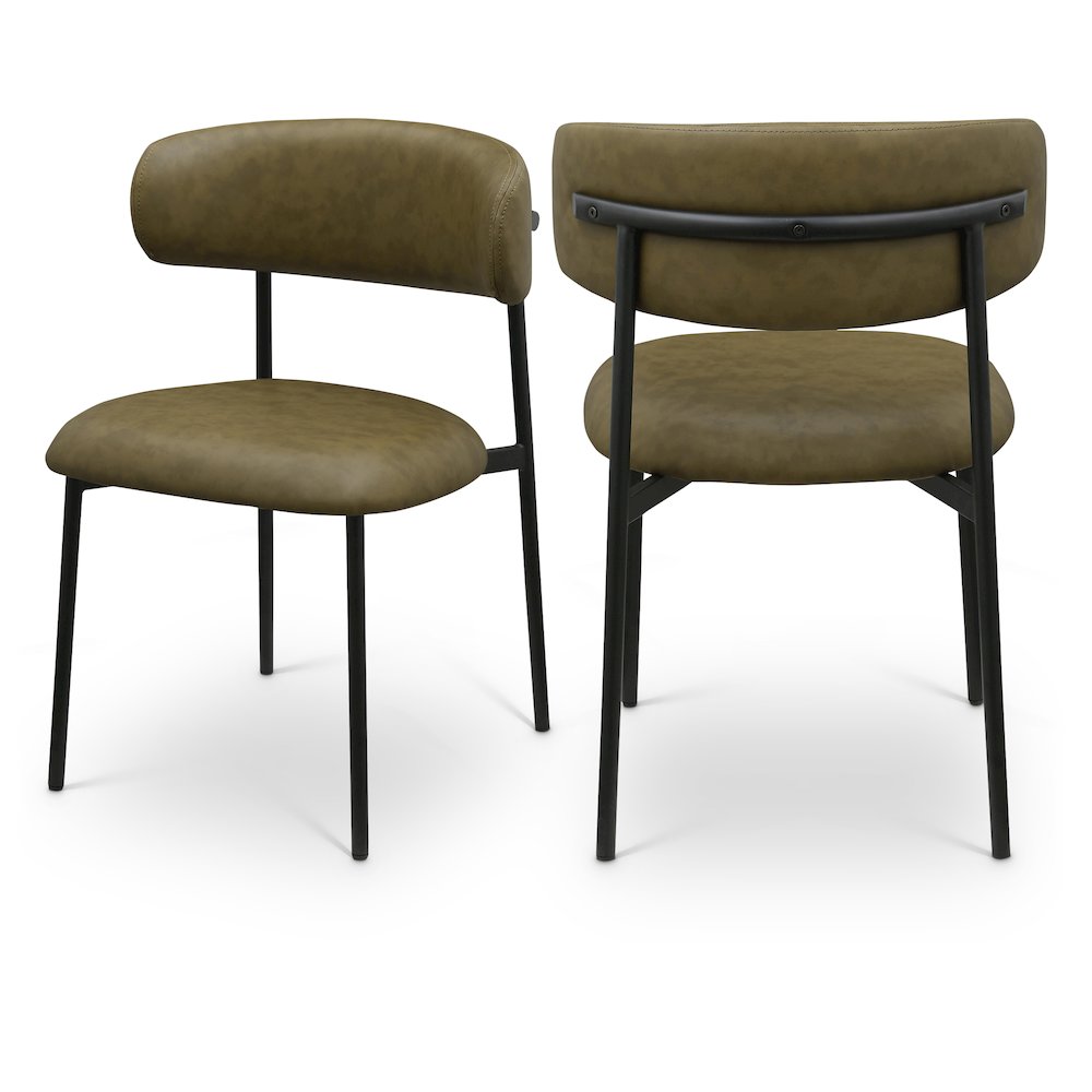 Lupita Olive Vegan Leather Dining Chair, Set of 2