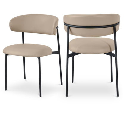 Lupita Taupe Vegan Leather Dining Chair, Set of 2