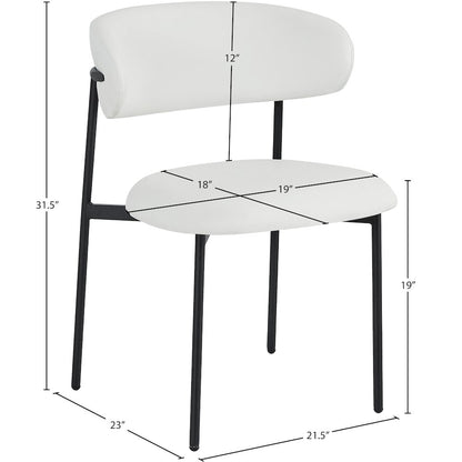 Lupita Off-White Vegan Leather Upholstered Dining Chair, Set of 2