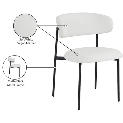 Lupita Off-White Vegan Leather Upholstered Dining Chair, Set of 2