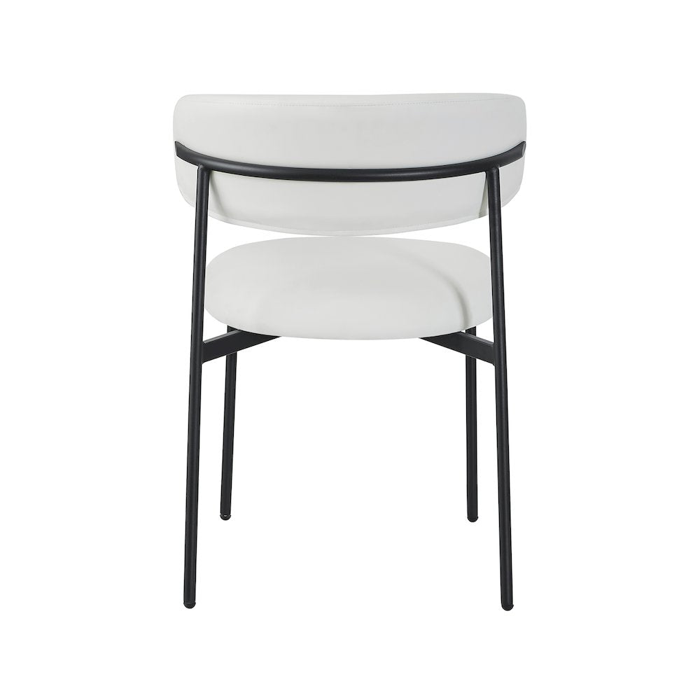 Lupita Off-White Vegan Leather Upholstered Dining Chair, Set of 2