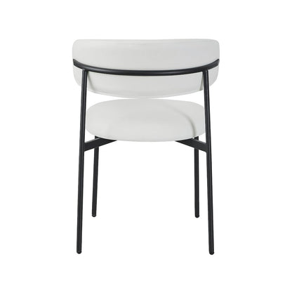 Lupita Off-White Vegan Leather Upholstered Dining Chair, Set of 2