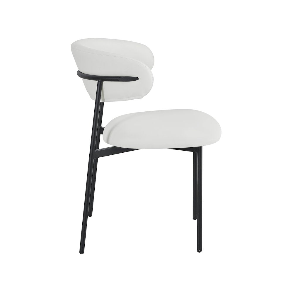 Lupita Off-White Vegan Leather Upholstered Dining Chair, Set of 2