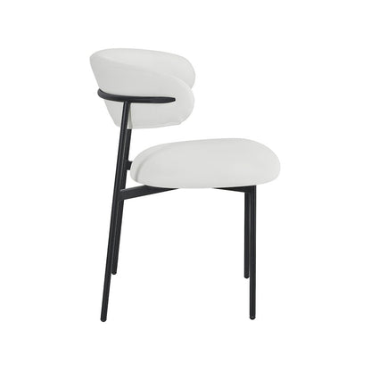 Lupita Off-White Vegan Leather Upholstered Dining Chair, Set of 2