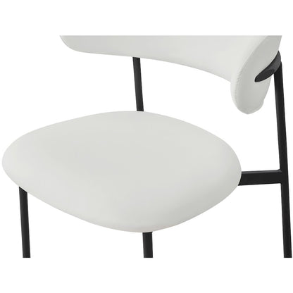Lupita Off-White Vegan Leather Upholstered Dining Chair, Set of 2