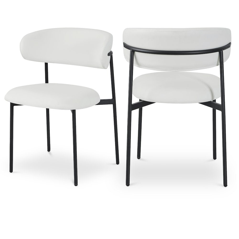 Lupita Off-White Vegan Leather Upholstered Dining Chair, Set of 2