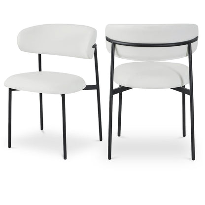 Lupita Off-White Vegan Leather Upholstered Dining Chair, Set of 2