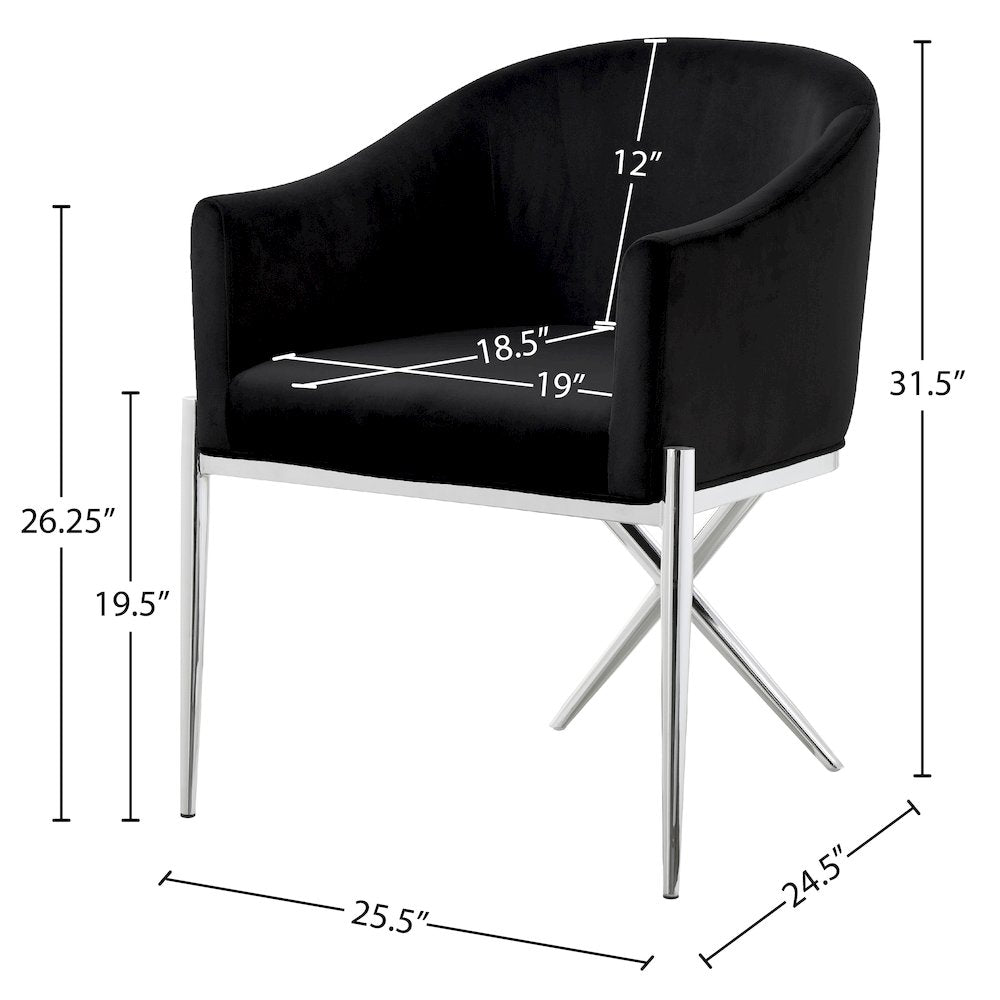 Xavier Black Velvet Dining Chair