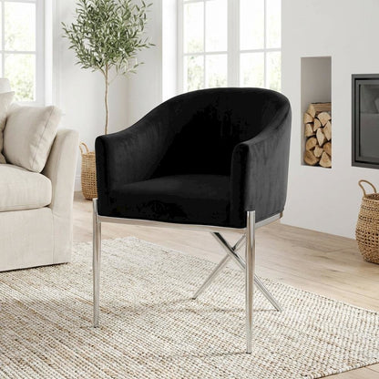 Chrome Velvet Dining Chair with Armrests and Contemporary Design 1-Piece