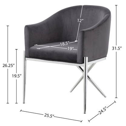 Xavier Grey Velvet Dining Chair