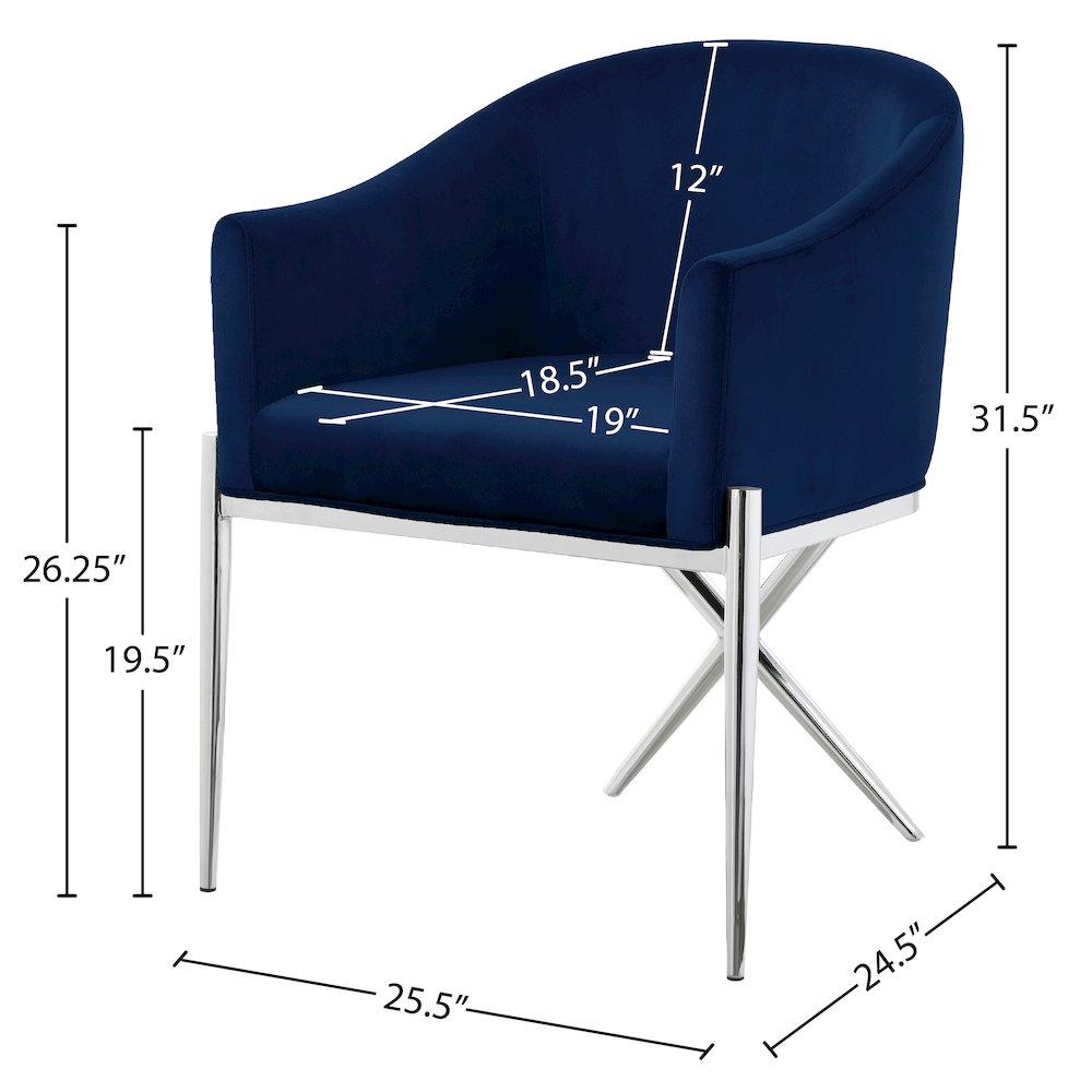 Xavier Navy Velvet Dining Chair