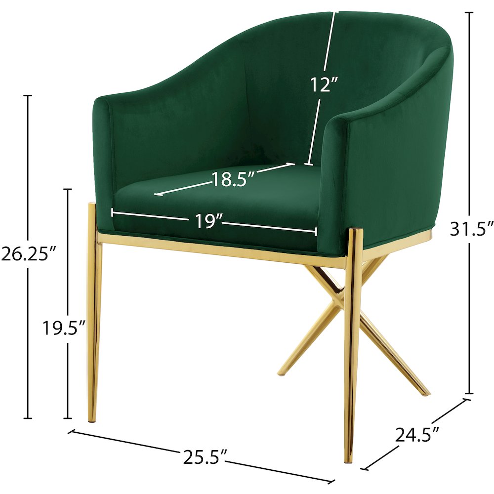 Xavier Green Velvet Dining Chair