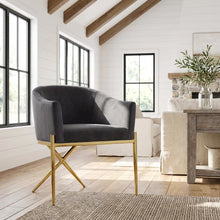 Gold Velvet Dining Chair with Armrests and Contemporary Design  SKU