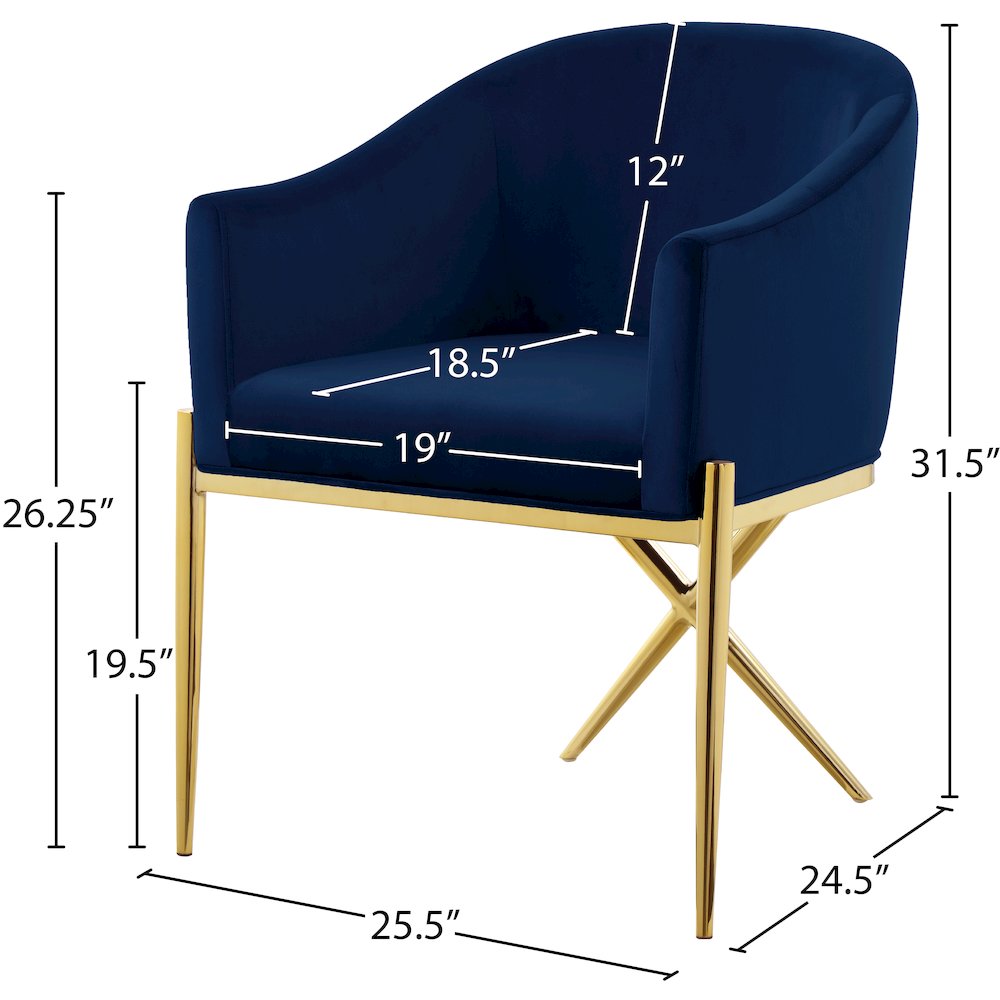 Xavier Navy Velvet Dining Chair