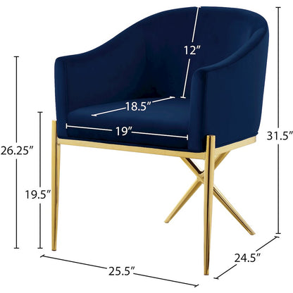 Xavier Navy Velvet Dining Chair