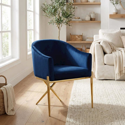 Gold Velvet Dining Chair with Contemporary Design and Comfortable Armrests